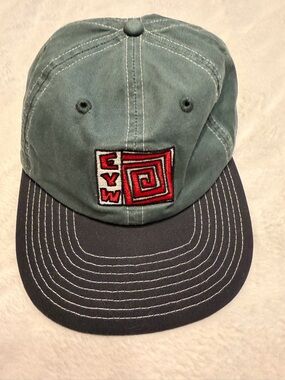 NWOT EYW “Eat Your Water” Channel 6 Panel Vintage Look Green & Black Unisex Hat